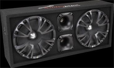 10" Audiopipe Package of Loaded Double Midrange Chuchero Box, Amplifier, and Speak-On Cable